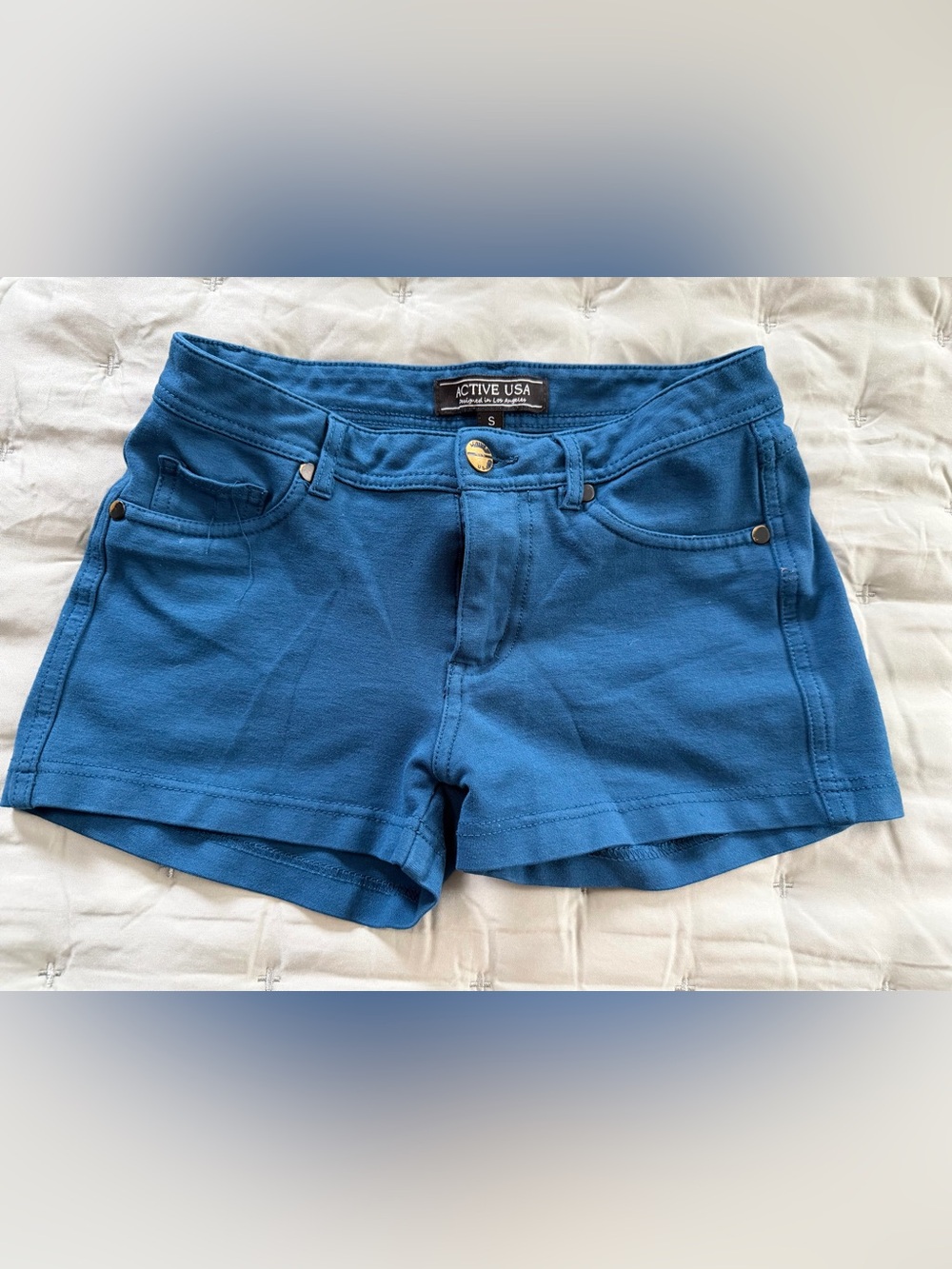 Active USA Teal Stretch Shorts